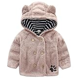 [スゴフィ]SGFY　 長袖 幼児 子供服 フード コート男の子 女の子 赤ちゃん服 ボーイズ ガールズ かわいい ボアフリース 秋 冬 ベビー服 キッズ服 熊 くまの耳 ボタン 3色 (90cm, 