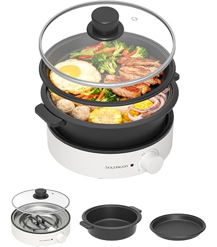 Amazon | SOLEMOOD グリル鍋 電気鍋 2-in-1 1～2人用 1.8L大容量