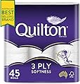 Quilton 3 Ply Toilet Tissue (180 Sheets per Roll, 11x10cm), Pack of 45