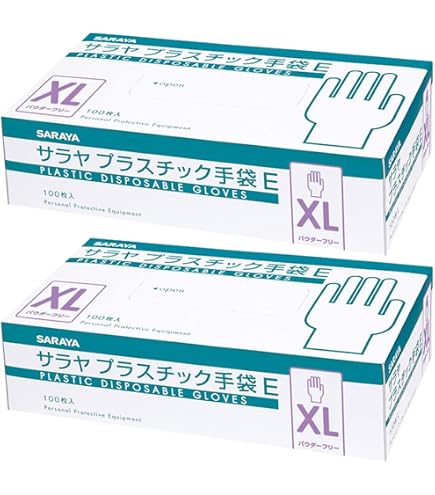 Amazon.co.jp: [サラヤ] プラスチック手袋E 粉無 XLサイズ 100枚 粉