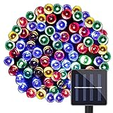 LE LEDストリングライト ソーラー 環境の光センサー 全長17m 100LED 赤緑青黄 防水 庭 パーティー 結婚式