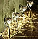 Sialinxブランド 【メーカー保証書付属】 led ガーデンライト 4 個 セット ダイヤモンド 型 ソーラー 電池 LED ライト ソーラー ライト 屋外 ガーデニング ホワイト 白 色 オリジ