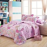 Warm Embrace Children Bedding Series 100% Cotton Hello Kitty Pink Candy Duvet Cover Set & Fitted she