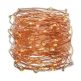 Deneve led copper string lights (100ft. standard) dimmable twinkle star fairy lights wire lights for