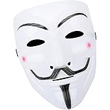 [Mprocen] アノニマス マスク ハロウィン お面 V ホワイト 仮面 仮装 コスプレ 国際的ハッカー集団 ガイ フォークス (ホワイト)