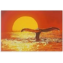 Amazon.co.jp: 青い海 ラッセン 海の眺め 黄金の夕日の中の