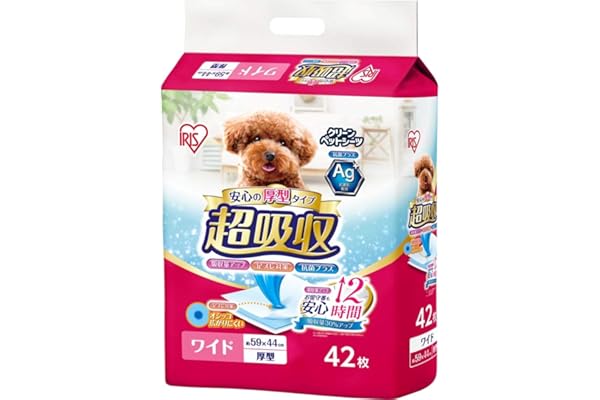 Iris Ohyama Pet Sheets, Thick, Super Absorbent, Antibacterial, Deodorizing, Small and Medium Dogs, 12 Hour Replacement, Wide,