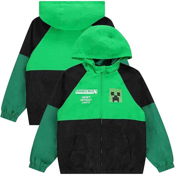 Amazon | Minecraft ボーイズ フード付きジャケット US サイズ: 7-8