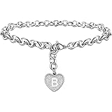 choice of all Heart Initial Bracelet for Women - Stainless Steel Letters Alphabet Ankle Bracelets for Girls Gift
