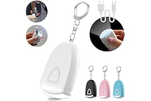 TattiOut 防犯ブザー 充電式 電量低下お知らせ 【130dB爆音+LED点滅】 2種類鳴らし方 防犯 ブザー 小学生 女の子 男の子 大人 ライト付き 大音量 女性 子供 誤作動防止 シンプル コンパクト TO24CB001 ホワイト