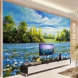 Sproud 大規模なカスタム壁紙ブルーの花海の景色の油絵のテレビの背景 Papel De Parede Para Estar Sala 250 Cmx 175 Cm