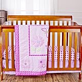 Dream On Me Pink Butterfly and Flower 3 Piece Set Reversible Full Size Crib Bedding Set by Dream On 