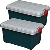アイリスオーヤマ ボックス RVBOX 600 グレー/ダークグリーン 幅61.5×奥行37.5×高さ33cm 2個セット