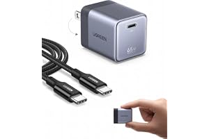 UGREEN Air 65W PD 急速充電器 USB-C 超小型 GaNII | 100Wケーブル付き PD3.0/PPS/PSE認証済 iPhone17/16/15 MacBook/Galaxy/Air タブレット その他各種機器対応