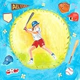 Oopsy Daisy Baseball Star- Girl Stretched Canvas Wall Art by Donna Ingemanson, 14 by 14-Inch [並行輸入品]