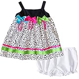 Good Lad新しいBornコットンブラック/ホワイトLeopard Print Sundress With 3ネオンBows and Bloomer カラー: ブラック