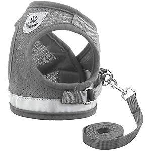 iHR 猫 犬用ハーネス リード付 ベスト ペット首輪 ねこ服 うさぎ牽引ロープ ベルト 胴輪 ソフト胸当て【夜間反射バ…