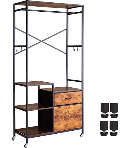 Amazon｜ハンガーラック クローゼット 木製 ハンガー ラック ワード