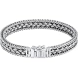kuzzoi 925 Sterling Silver Byzantine Bracelet for Men, length 6,69 inch - 8,27 inch, width 0,39 inch, 1.41 oz