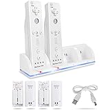 4-in-1 Charging Station for Nintendo Wii,Wii U Remote Controller,with 4 Rechargeable Battery Packs (4 Port Charging Station+4
