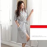 GAOLILI ラバーズナイトウェア女性用コットン半袖メンズバスローブラージサイズ薄型コットン夏用ロング日本式パジャマバスローブ (色 : Ms-light grey, サイズ さいず : M)