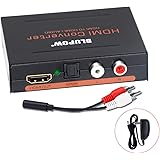 BLUPOW HDMI 分離 音声 hdmiデジタルオーディオ分離器 光デジタル/アナログステレオRCA出力 HDMIサウンド分離器 hdmi 分配器 HDMI 音声分離器(入力:HDMI →出力:HDMI/SPDIF/RCA) PS3/PS4/Blu-ray player/cable box/Apple TV/Chromecast対応 日本語説明書付き