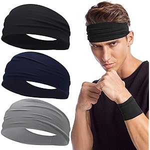 ヘッドバンド ヘアバンド 汗止め 吸汗速乾 スポーツ用 薄型 メンズ 伸縮性抜群 柔らかい 男女兼用 3本セット