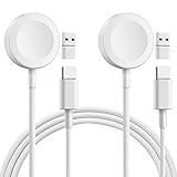 ELUTENG 2in1 for Apple Watch充電器 USB A+C アップルウォッチ充電器 2個入り 磁気充電ケーブル iWatch用 マグネットケーブル 長さ1M ワイヤレス充電ケーブル Series 9 8 7 6 5 4 3 2 1 SE Ultra ホワイト