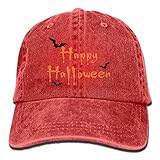 大人 デニム キャップハッピー ハロウィン バット 大人気 ゴルフ レジャー・キャップ かわいい 紫外線対策 日よけ 小顔効果 プリント付き 無地 レッド