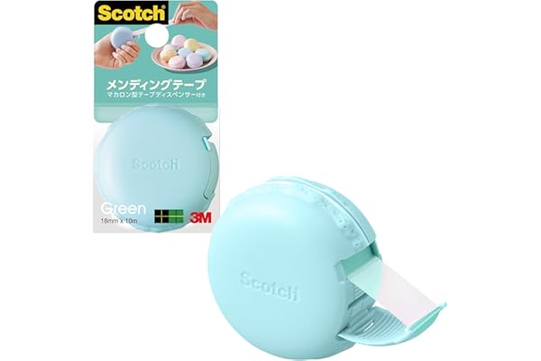 3M スコッチ メンディングテープ マカロン型 テープディスペンサー グリーン 810 MCR-GR 18mm×30m