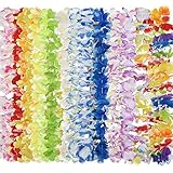 Hawaiian Leis Luau Party Supplies with 36 Silk Tropical Flower Lei Necklaces for Holiday Wedding Bir