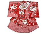 着物美人 お宮参り 女の子 着物 お祝着 新生児 初着 のしめ 宮参り着物 赤ちゃん着物 掛け着 総手絞り 刺繍 正絹 【 赤 手毬 】a500700-3