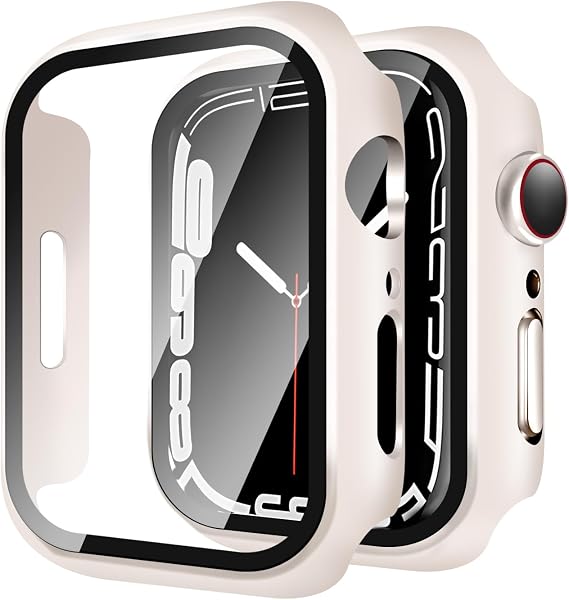 YUGYUG 対応 アップルウォッチ カバー 40mm Apple Watch SE3/SE2/SE/6/5/4 ケース ガラスフィルム 一体型 日本旭硝子材 高感度タッチ キズ防止 PC素材 全面保護 二重構造 高耐久 高透過率 装着簡单(スターライト) - 1