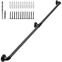 Muzata 5ft Staircase Handrail Black Pipe Handrail Staircase Steps Hand ...