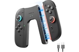 JSAUX 充電グリップ Switch 2に対応 ジョイコン2充電グリップ V字型 プレイしながら充電可能・JoyCon 2アクセサリ・充電式コントローラーホルダー・マグネット式固定・充電指示LED付・USB Cケーブル付 ※本製品は電池を内蔵しておらず、USB給電が必要です