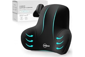 車 クッション オフィスチェア ランバーサポート 腰クッション 【低反発 スペースメモリーフォーム】人間工学 腰サポート 体圧分散 全シーンで腰を守り オフィス ドライブ 出張 旅行 勉強の長時間着座も無負担 日本語取扱説明書 KB-BK - 1