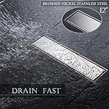 SR Sun Rise 12-inch Linearシャワー床ドレインwith Strainers、PVCシャワー排水ベースをゴムガスケット、つや消しニッケルステンレスFinished