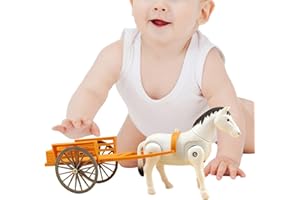 歩く馬のおもちゃ、電動馬のおもちゃ,馬車のおもちゃ電動馬車のおもちゃ - レトロな電動おもちゃカート、馬車モデルの装飾、1-5歳、子供、女の子、幼児用