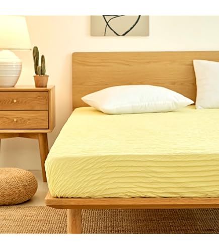 Amazon｜COYOLI ボックスシーツ セミダブル バターイエロー 夏用
