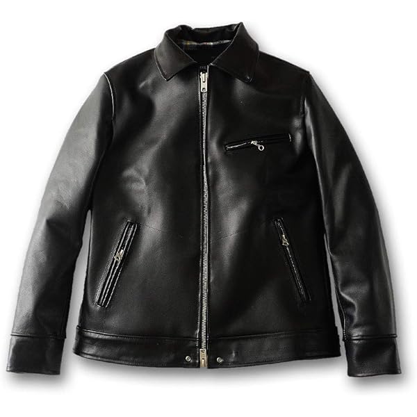 美品 スピックアンドスパン ノーカラー シープレザージャケット 羊革38 M 黒 waiper_schott-7823950078