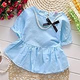 M.Z.L ガールズ キッズ 女の子 子供服 スカート ドッキング 切り替え ワンピース 子供服 女の子 ドレス キッズ キッズウェア キッズ服 子供 子供服 ジュニア ジュニア服 (80cm, ブル