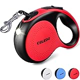 COLEDO 犬 リード 伸縮 ライト付き 5m 小型犬 中型犬 大型犬 充電式 【リード最長 : 5メートル 耐荷重 : 30kg】(レッド)