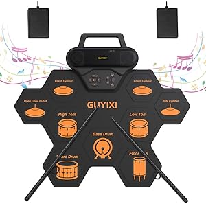 Harilla 電子ドラム ポータブルドラム 9個ドラムパッド 6デモ曲 7ドラム音色 10リズム スピーカー内蔵 ドラ…