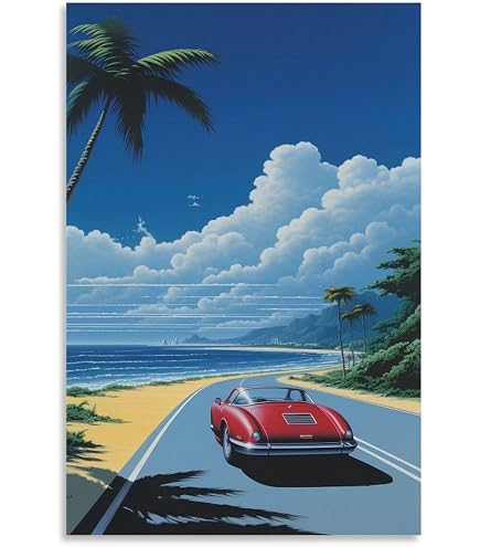 Amazon.co.jp: トライエックス ポスター 永井博/WHITE CAR AND THE