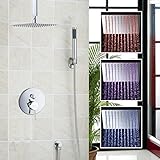 Yanksmart 8 "真鍮LED降雨シャワーヘッド+ 200 mmアーム+バルブ+ ABSハンドシャワースプレー蛇口セット。クロムghj455