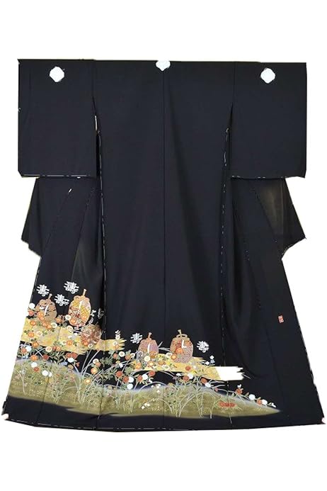 Amazon | [きもの京小町] 正絹 黒留袖 未仕立て 仮絵羽 鶴と松竹梅柄 