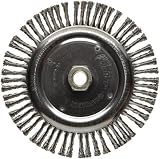 Weiler Dualife Narrow Face Wire Wheel Brush, Threaded Hole, Stainless Steel 302, Stringer Knotted, 6