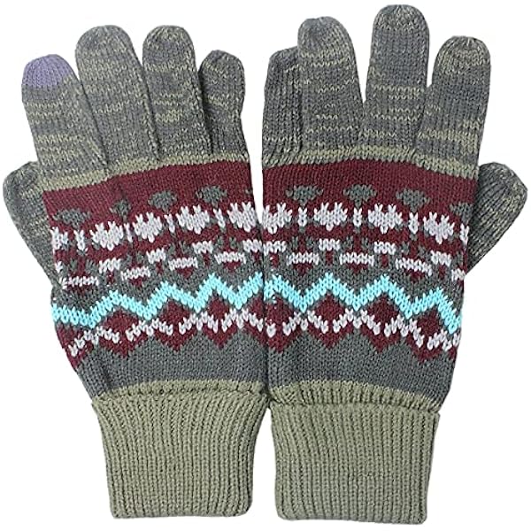 Amazon | [EXAS] 雪柄（スノー SNOW）紳士ニット手袋 グレー | 手袋 通販