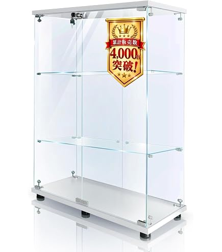 Amazon.co.jp: 塩川光明堂 ガラスケース ホワイト 41x24.5x100cm