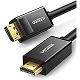 UGREEN 4K UHD DP to HDMI Cable 2M, Male to Male Displayport to HDMI Video Cable DisplayPort to HDTV Monitor Cable Support Aud